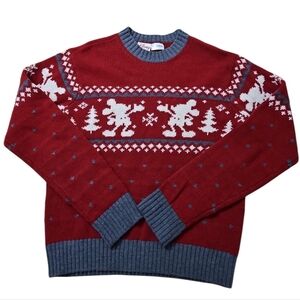 Vintage Disney Mickey Red Wool Blend Sweater Sz Small